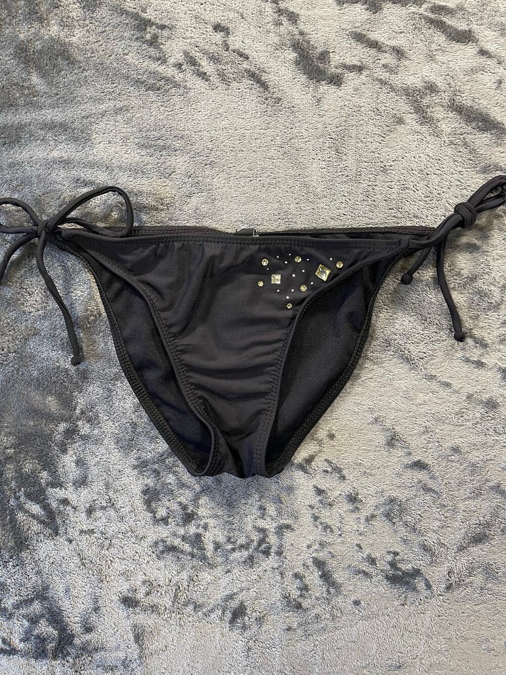 Vintage Y2K NWT Deadstock String Bikini Bottom Small Guess Glitterati Side Tie